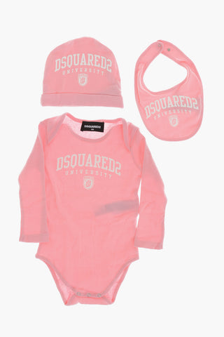 Cotton Baby Set With Hat, Bodysuit And Bib