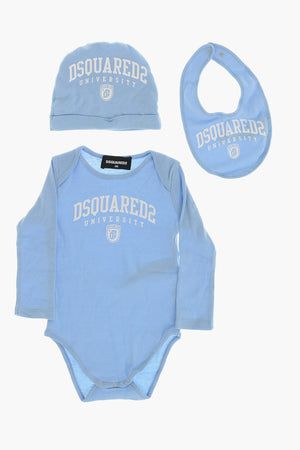 Cotton Baby Set With Hat, Bodysuit And Bib