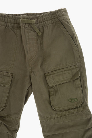 Lightweight Cotton Cargo Pants with Elastic Waist