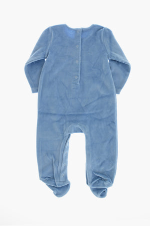 Pagliaccetto in Velour a Maniche Lunghe con Logo Stampato