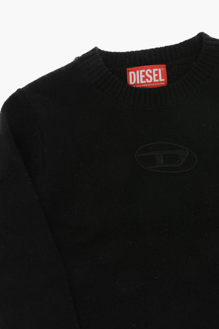 Rundhalspullover aus Wollmischung mit besticktem Oval-D-Logo
