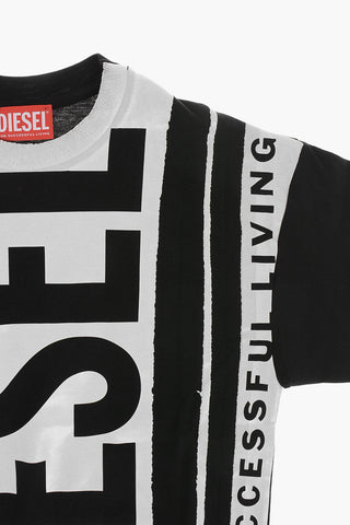 T-Shirt Girocollo in Jersey di Cotone Stampata