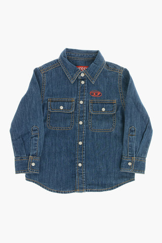 Lightweight Denim Shirt with Double Chest Pocket