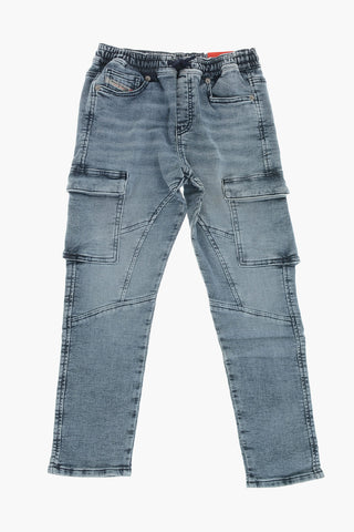 Stretch Denim Cargo Jogg Jeans D-URSY-J JJJ With Elastic Waist