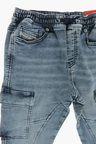 Stretch Denim Cargo Jogg Jeans D-URSY-J JJJ With Elastic Waist