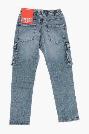 Stretch Denim Cargo Jogg Jeans D-URSY-J JJJ With Elastic Waist