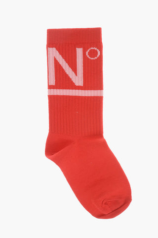 Calzini Lunghi in Cotone con Monogram a Contrasto