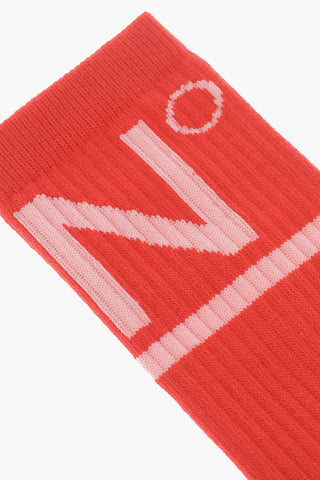 Calzini Lunghi in Cotone con Monogram a Contrasto