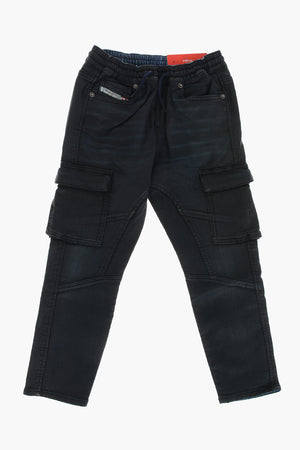 Coated Denim Cargo Jogg Jeans D-URSY-J JJJ with Elastic Waist