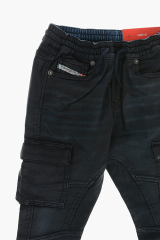 Coated Denim Cargo Jogg Jeans D-URSY-J JJJ with Elastic Waist