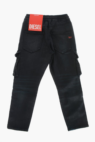 Coated Denim Cargo Jogg Jeans D-URSY-J JJJ with Elastic Waist
