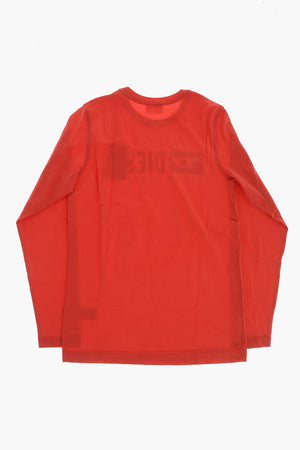 Langärmliges T-Shirt mit Rundhalsausschnitt und verwaschenem Logo
