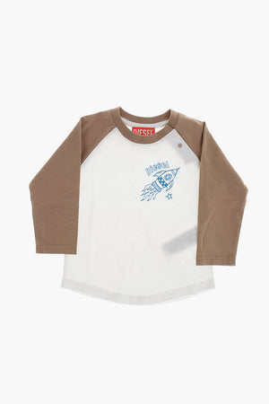 Two-Tone Long-Sleeve Crewneck T-Shirt
