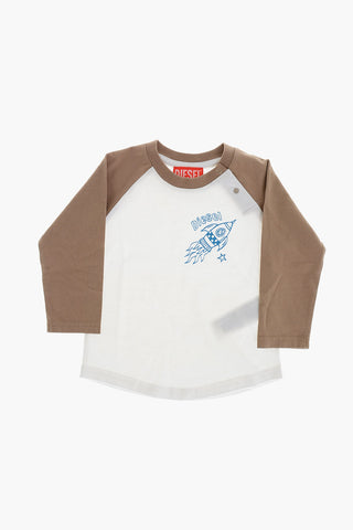 Two-Tone Long-Sleeve Crewneck T-Shirt