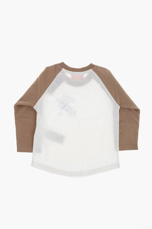 Zweifarbiges Langarm-Rundhals-T-Shirt