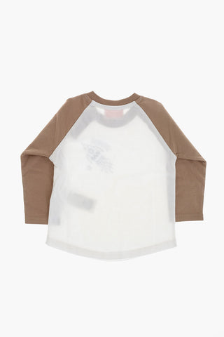 Zweifarbiges Langarm-Rundhals-T-Shirt
