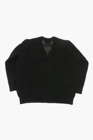 Cardigan in Lana con Scollo a V e Maniche Raglan