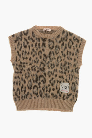 Rundhals-Pullover Aus Wollmischung Mit Animaliermuster