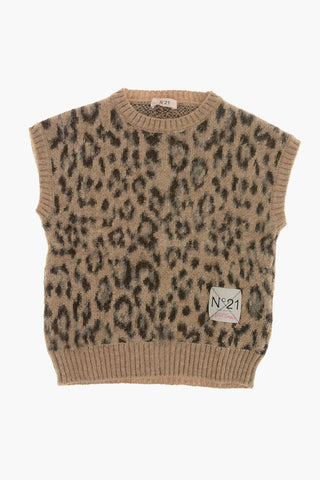 Rundhals-Pullover Aus Wollmischung Mit Animaliermuster