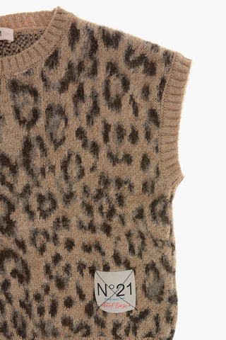 Rundhals-Pullover Aus Wollmischung Mit Animaliermuster