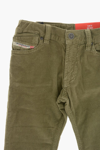 Corduroy 5-Pocket Trousers With Branded Button