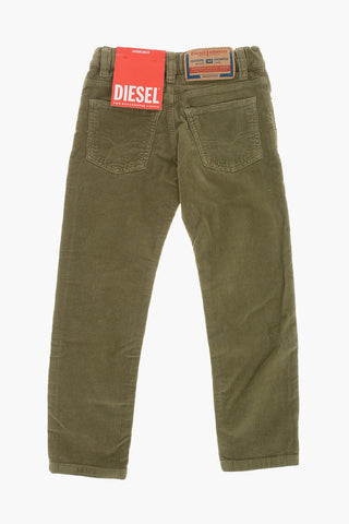 Corduroy 5-Pocket Trousers With Branded Button