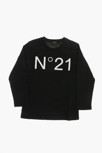 Cotton Crewneck T-Shirt With Contrasting Monogram
