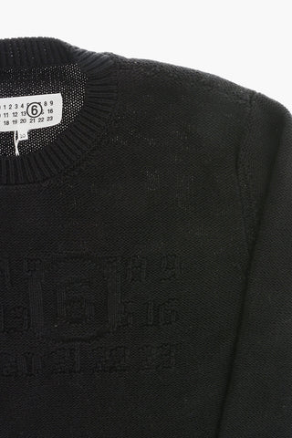 MM6 Maglia Girocollo in Tinta Unita con Logo Tono su Tono