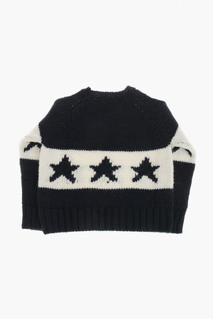 Zweifarbiger Rundhals-Pullover Aus Wollmischung