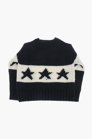 Zweifarbiger Rundhals-Pullover Aus Wollmischung