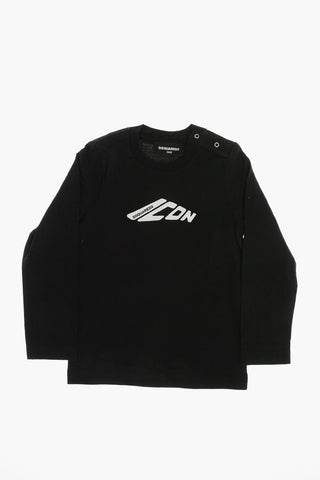 ICON Long-Sleeve Crewneck T-Shirt With Printed Logo