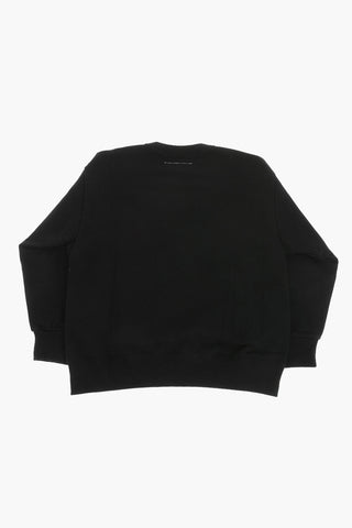 Brushed Cotton Crewneck Sweatshirt With Zip Details