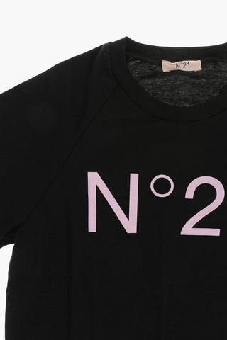 Baumwoll-T-Shirt mit Rundhalsausschnitt und Kontrast-Logo