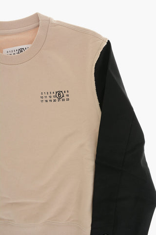 MM6 Zweifarbiges Rundhals-Sweatshirt mit Logo-Aufdruck