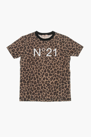 Crewneck T-Shirt with Animal Print