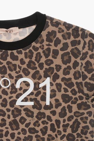 Crewneck T-Shirt with Animal Print