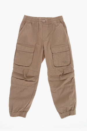 Pantaloni Cargo in Cotone con Elastico in Vita