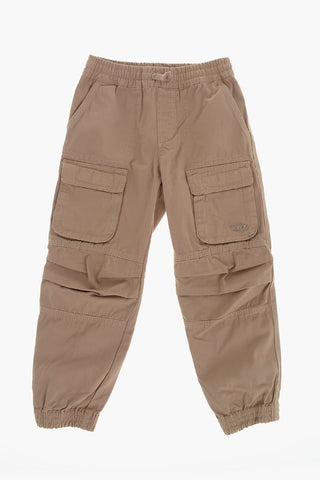 Pantaloni Cargo in Cotone con Elastico in Vita