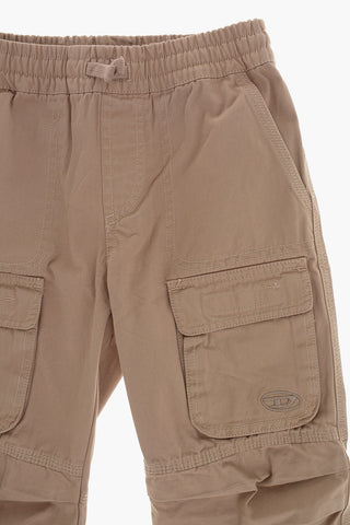 Pantaloni Cargo in Cotone con Elastico in Vita