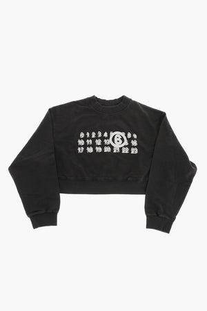 MM6 Felpa Girocollo In Cotone Garzato Con Stampa Logo