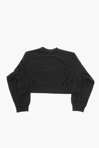 MM6 Felpa Girocollo In Cotone Garzato Con Stampa Logo