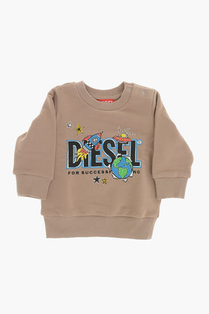 Cotton Crewneck Sweatshirt With Logo Print