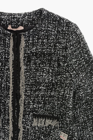 Zweifarbige Jacke mit offenem Vorderteil und Brusttasche