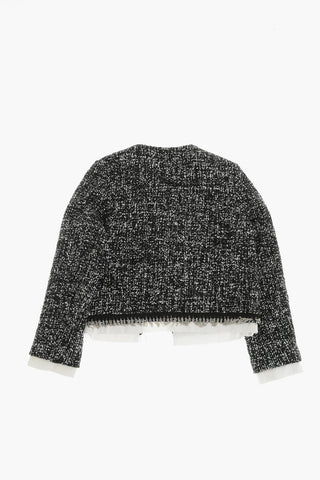 Zweifarbige Jacke mit offenem Vorderteil und Brusttasche