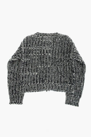 Zweifarbiger Pullover mit Knöpfen