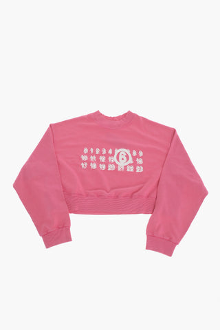 MM6 Brushed Cotton Crewneck Sweatshirt With Logo Print