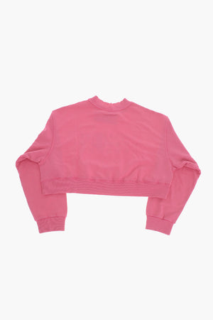 MM6 Brushed Cotton Crewneck Sweatshirt With Logo Print