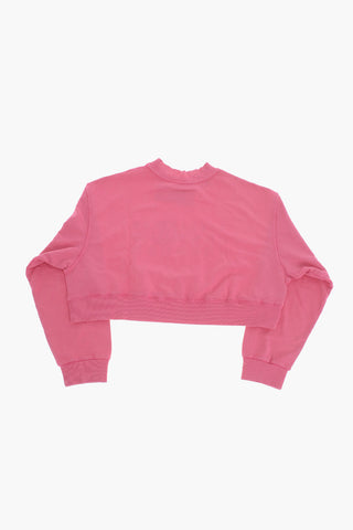 MM6 Brushed Cotton Crewneck Sweatshirt With Logo Print