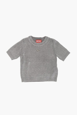 Maglia Girocollo in Misto Lana Effetto Metallizzato