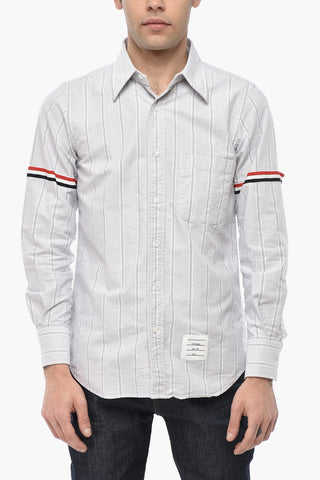 Camicia a Righe con Taschino e Colletto Button-Down